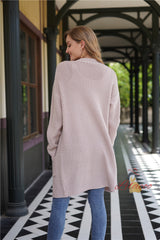 Loose Plus Size Long Knitted Solid Color Sweater Coat
