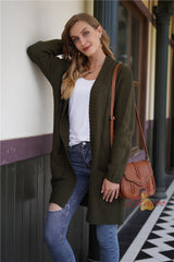Loose Plus Size Long Knitted Solid Color Sweater Coat