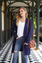 Loose Plus Size Long Knitted Solid Color Sweater Coat