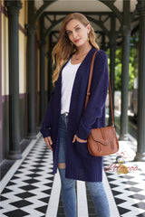 Loose Plus Size Long Knitted Solid Color Sweater Coat