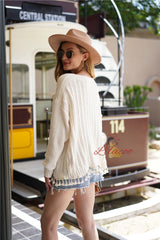 Loose Plus Size Stitching Solid Color Knitted Sweater