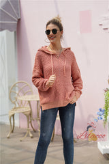 Loose Hooded Mixed Color Sweater