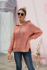 Loose Hooded Mixed Color Sweater