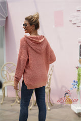 Loose Hooded Mixed Color Sweater