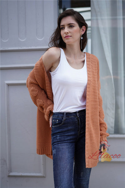 Women Bubble Sleeve Coat Sweater
