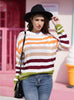 Rainbow Contrast Striped Round Neck Sweater