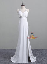 Burgundy Mermaid V-neck Beading Prom Dress