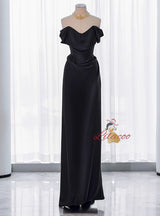 Pink Satin Off the Shoulder Pleats Prom Dress