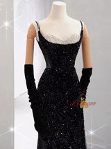Mermaid Sequins Straps Beading Prom Dress