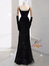 Mermaid Sequins Straps Beading Prom Dress