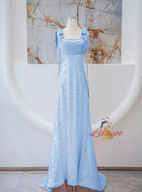 Pink Sequins Straps Prom Dress