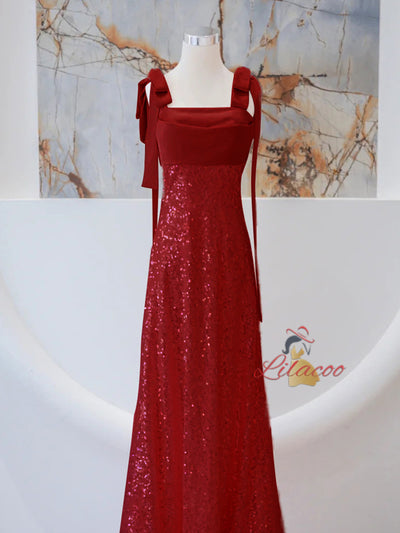 Pink Sequins Straps Prom Dress