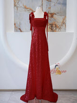 Pink Sequins Straps Prom Dress