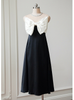Black and White Stitching Bow Dress