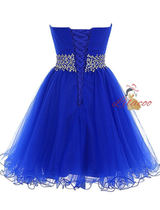 Royal Blue Pleats Beading Homecoming Dress