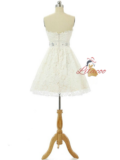 White Lace Sweetheart Homecoming Dress