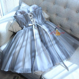 Gray Tulle Strapless Appliques Homecoming Dress