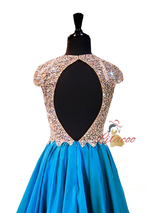 Blue V-neck Beaded Crystals Homecoming Dress