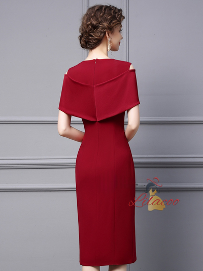 Burgundy Beading Mother Of The Bride Dress