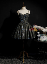 Black Tulle Sequins Beading Homecoming Dress