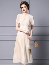 Apricot Chiffon Pleats Mother Of The Bride Dress