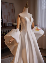 White Satin Strapless Wedding Dress