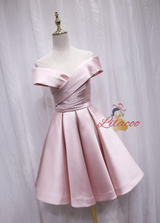 Pink Satin Pleats Homecoming Dress