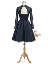 Navy Blue Long Sleeve Beading Homecoming Dress
