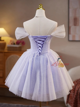 Purple Tulle Lace Homecoming Dress