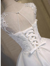 White Lace Beading Homecoming Dress