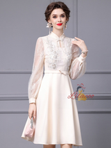 Apricot Long Sleeve Mother Of The Bride Dress