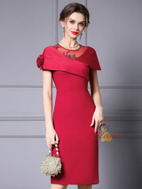 Burgundy Beading Flower Mother Of The Bride Dress