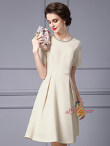 Apricot Short Sleeve Beading Mother Of The Bride Dress