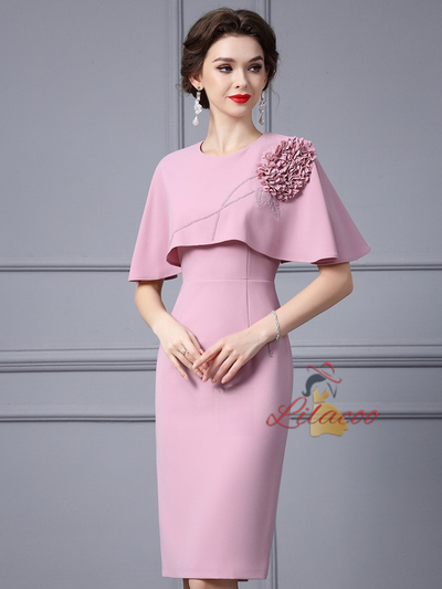 Pink Cloak Style Flower Mother Of The Bride Dress