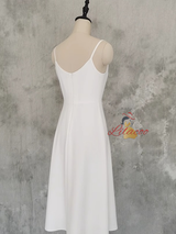 White Spaghetti Straps Short Wedding Dress