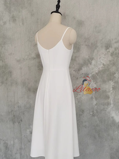 White Spaghetti Straps Short Wedding Dress