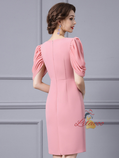 Pink Scoop Neck Beading Mother Of The Bride Dress