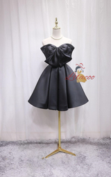 Black Satin Strapless Homecoming Dress