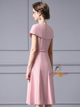 Pink Satin Pleats Mother Of The Bride Dress