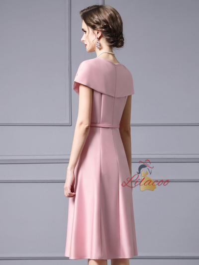 Pink Satin Pleats Mother Of The Bride Dress
