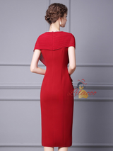 Burgundy Chiffon Pleats Mother Of The Bride Dress