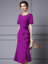Black Short Sleeve Mother Of The Bride Dress