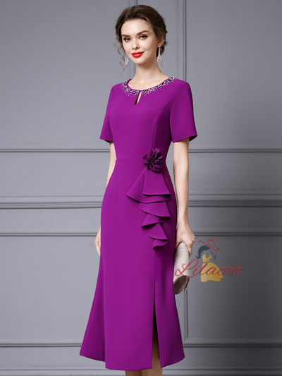 Black Short Sleeve Mother Of The Bride Dress