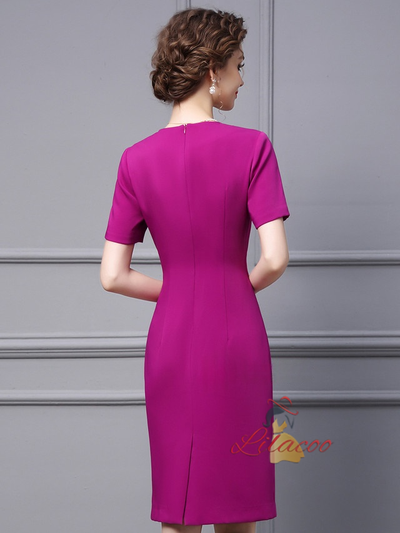 V-neck Short Sleeve Mother Of The Bride Dress