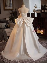 Ivory White Satin Beading Wedding Dress