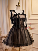 Black Tulle Lace Homecoming Dress