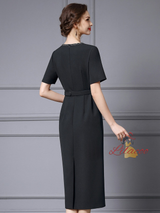 Short Sleeve Pleats Mother Of The Bride Dress
