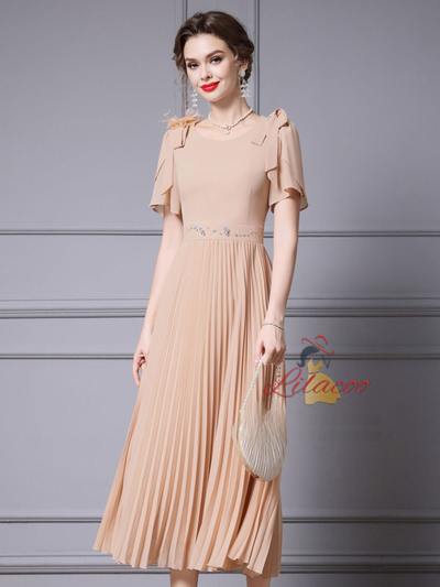 Chiffon Pleats Beading Mother Of The Bride Dress