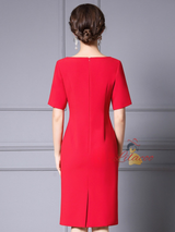 Fuchsia Short Sleeve Beading Mother Of The Bride Dress