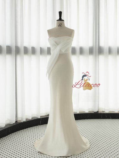 White Mermaid Strapless Wedding Dress